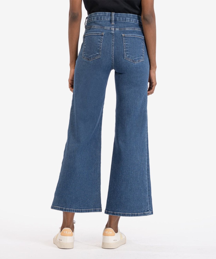 Fit Kut from the Kloth Meg Wide Leg | Meg Mid Rise Wide Leg (Movement Wash) Movement W/Medium Base Wash