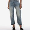 Denim Kut from the Kloth | Sienna Baggy Boyfriend Crop Shaped W/Med Base Wash