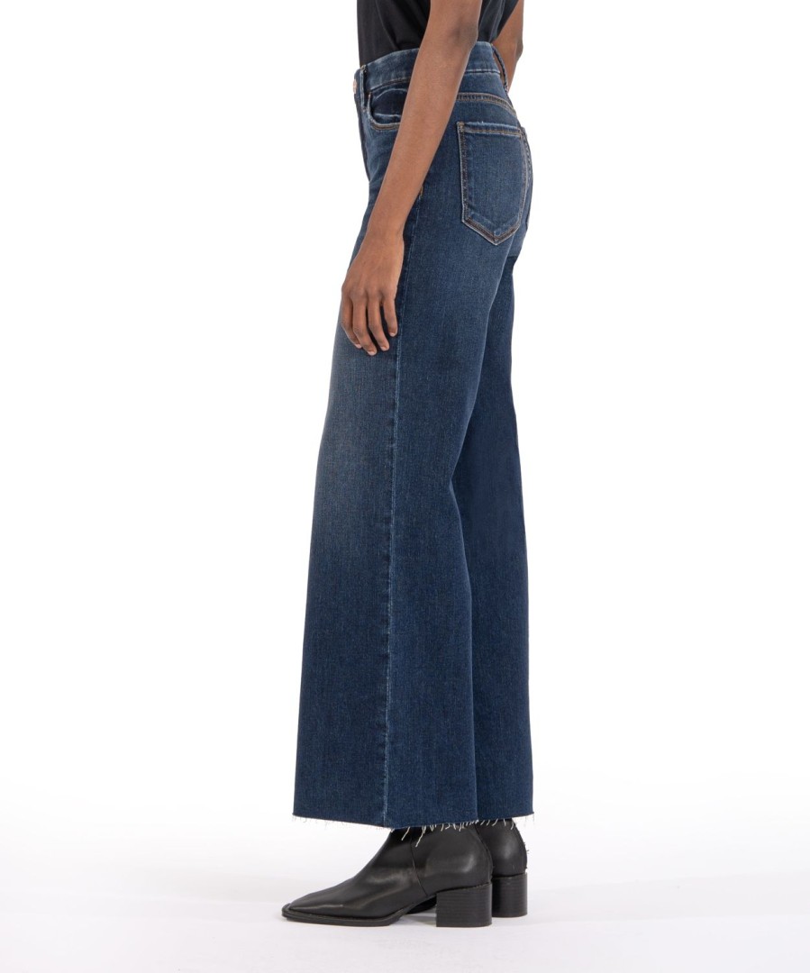 Fit Kut from the Kloth Meg Wide Leg | Meg High Rise Fab Ab Wide Leg, Petite Exhibited W/Dk Stone Base Wash