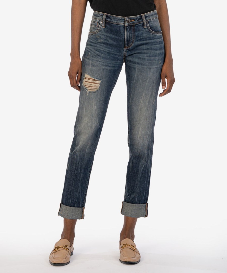 Fit Kut from the Kloth Catherine Boyfriend | Catherine Mid Rise Boyfriend Exuberant W/Dk Stone Base Wash