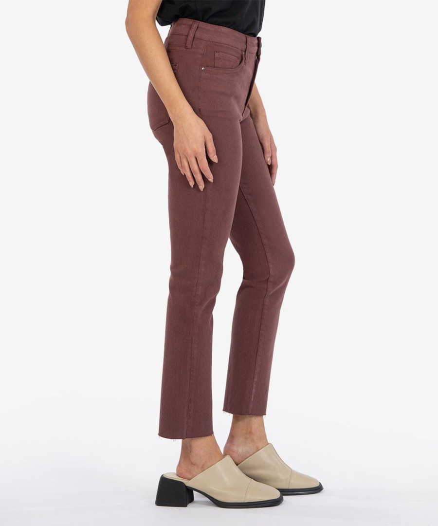 Fit Kut from the Kloth Reese Ankle Straight | Reese High Rise Fab Ab Ankle Straight Leg Bordeaux