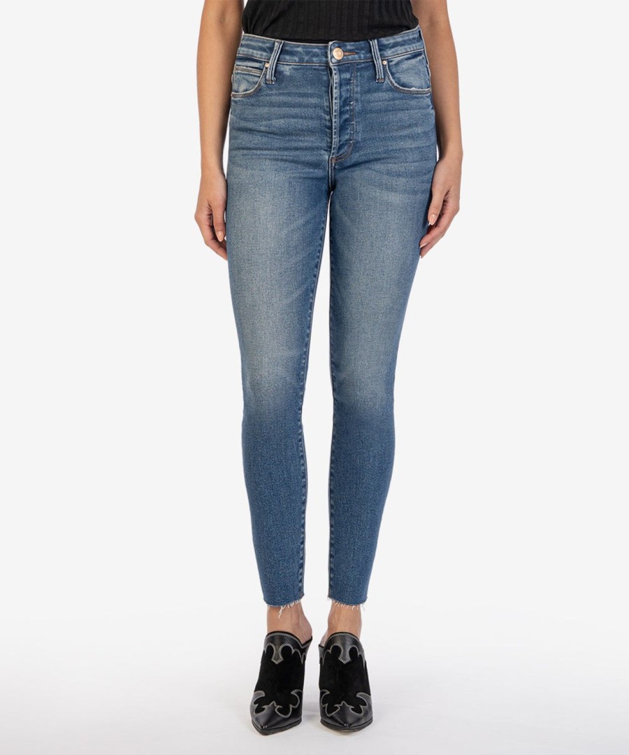 Denim Kut from the Kloth | Charlize High Rise Fab Ab Cigarette Leg Skinny Positively W/Medium Base Wash