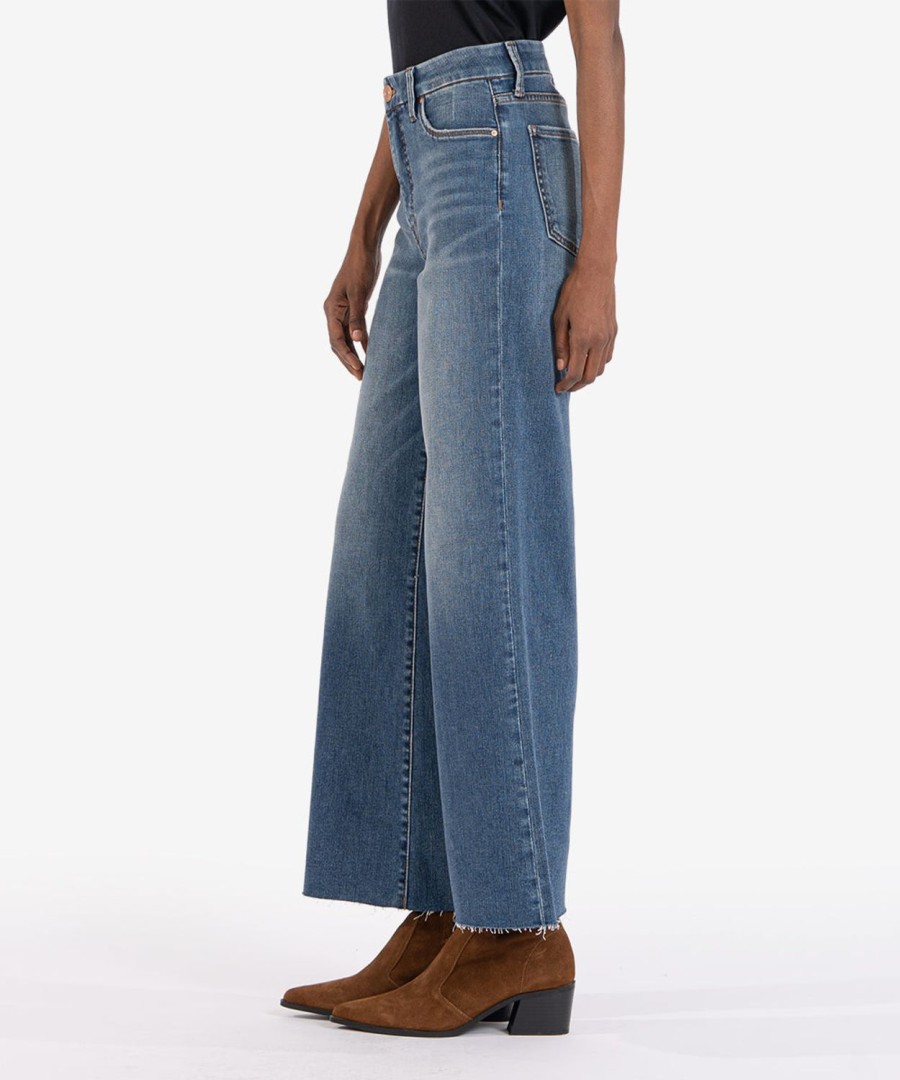 Fit Kut from the Kloth Meg Wide Leg | Meg High Rise Fab Ab Wide Leg, Petite Milestone W/Medium Base Wash