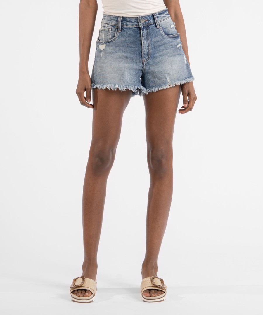 Fit Kut from the Kloth Jane High Rise Short | Jane High Rise Short Instruction W/Medium Base Wash