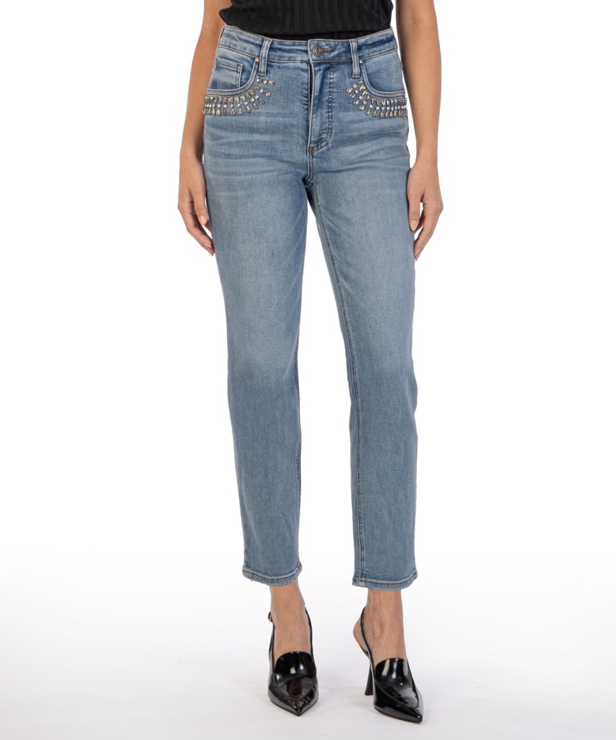 Denim Kut from the Kloth | Rachael High Rise Fab Ab Mom Jean Precision W/Medium Base Wash