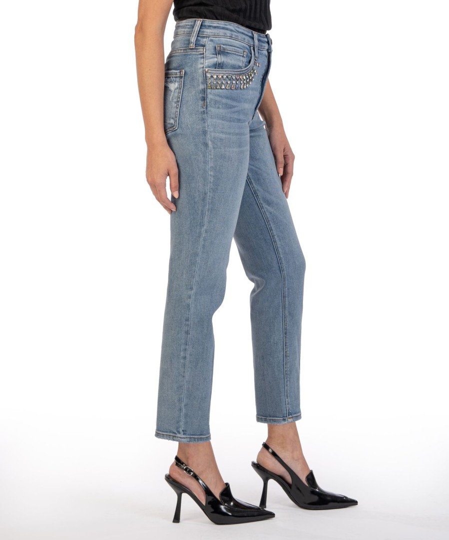 Denim Kut from the Kloth | Rachael High Rise Fab Ab Mom Jean Precision W/Medium Base Wash