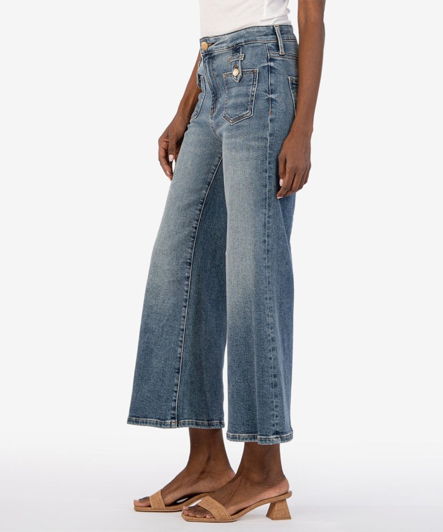 Denim Kut from the Kloth | Charlotte High Rise Wide Leg Advised W/Med Base Wash