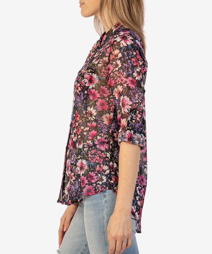 Clothing Kut from the Kloth | Jasmine Chiffon Blouse Segovia-Black/Pink