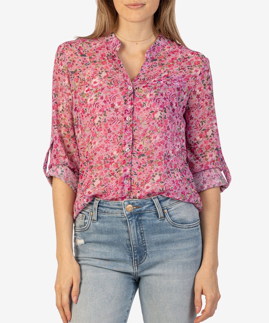 Clothing Kut from the Kloth | Jasmine Chiffon Blouse Potenza-Lavender Wish/Pink