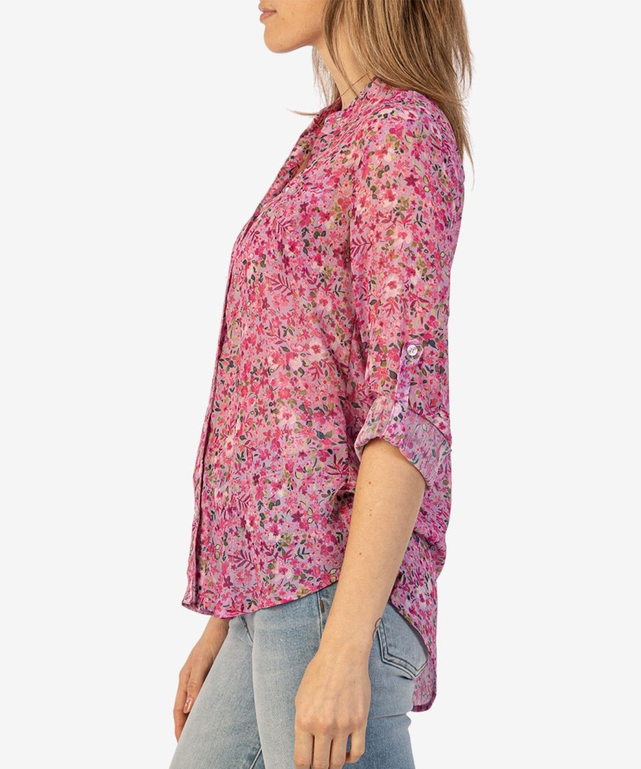 Clothing Kut from the Kloth | Jasmine Chiffon Blouse Potenza-Lavender Wish/Pink