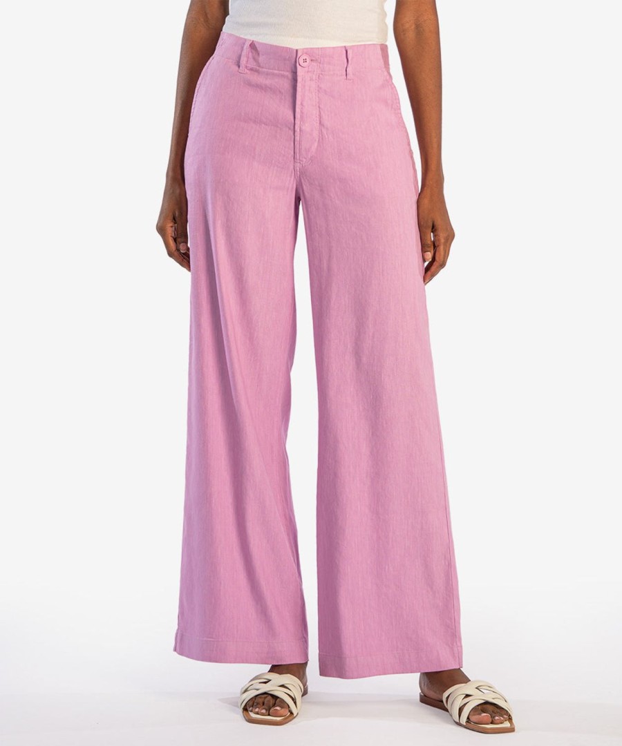 Fit Kut from the Kloth Meg Wide Leg | Meg Linen High Rise Wide Leg Pants Orchid