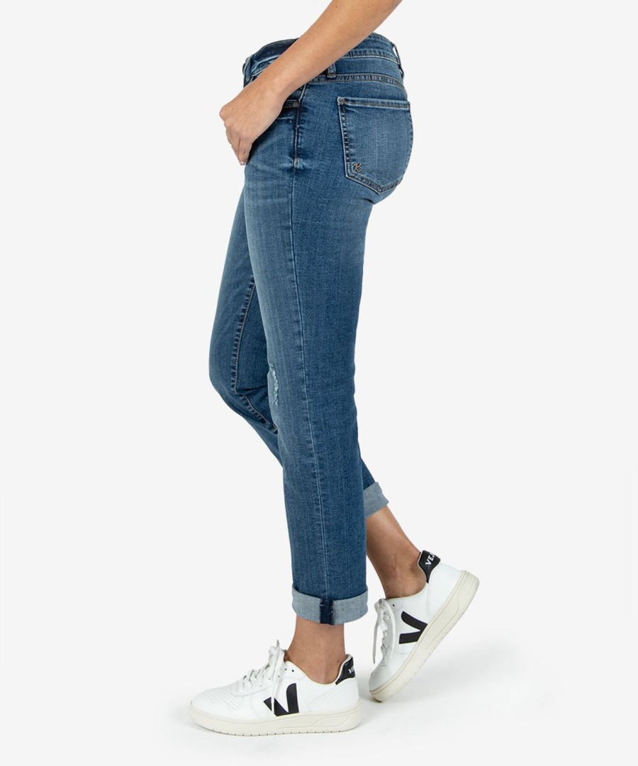 Denim Kut from the Kloth | Catherine Mid Rise Boyfriend (Acclaim Wash) Acclaim W/Dk Stone Base Wash