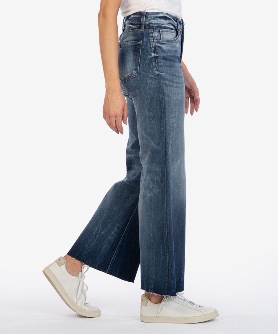 Fit Kut from the Kloth Meg Wide Leg | Meg High Rise Fab Ab Wide Leg, Long Inseam Ludicrous W/Euro Base Wash