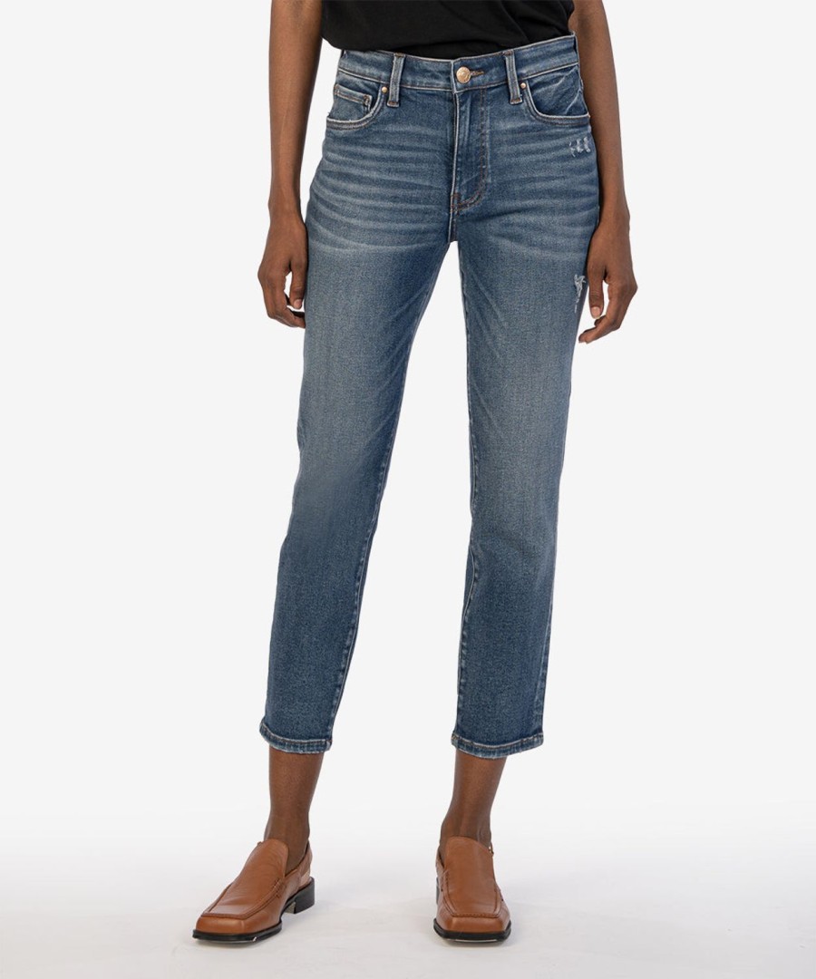 Denim Kut from the Kloth | Catherine High Rise Ankle Straight Leg Dreams W/Dk Stone Base Wash