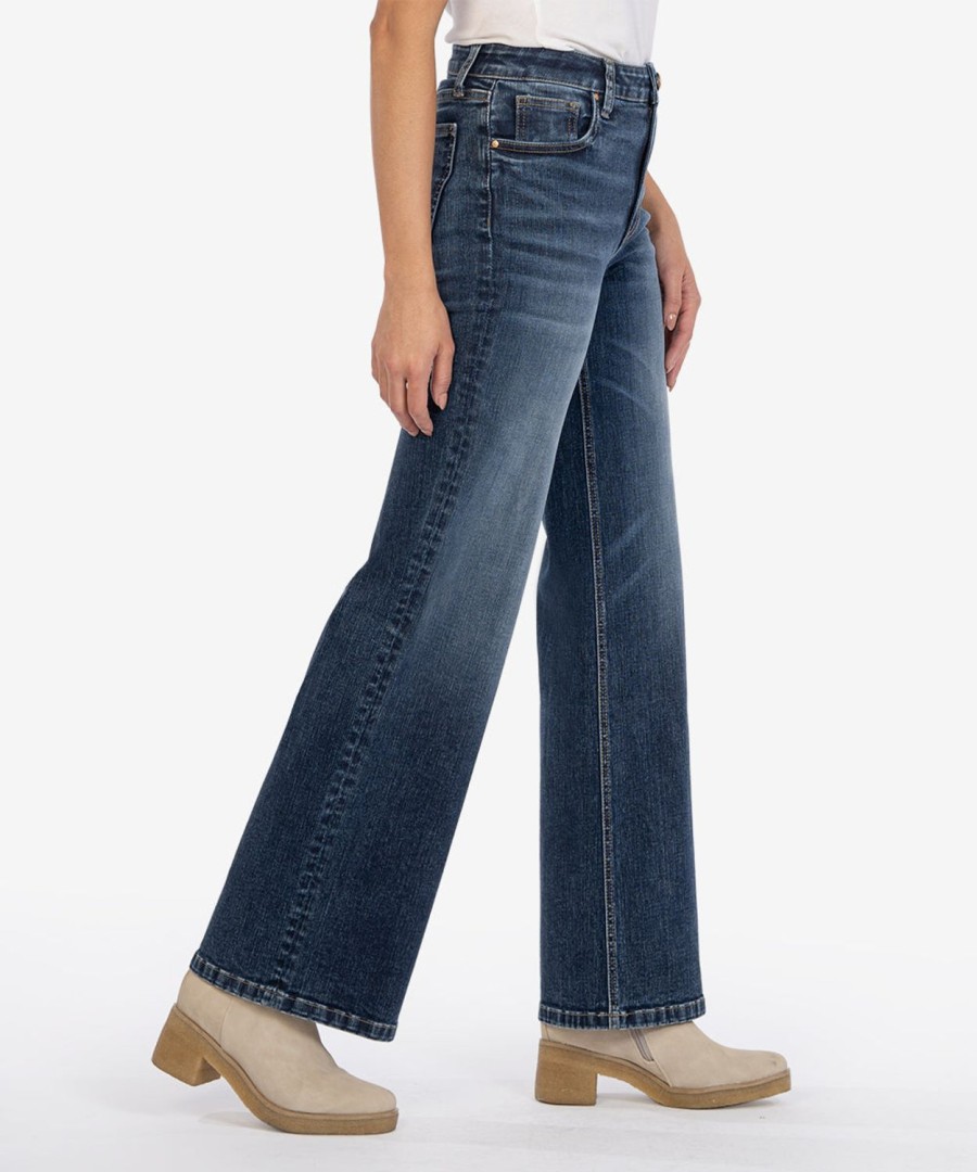 Fit Kut from the Kloth Jean Wide Leg | Jean High Rise Wide Leg Expertise W/Dk Stone Base Wash