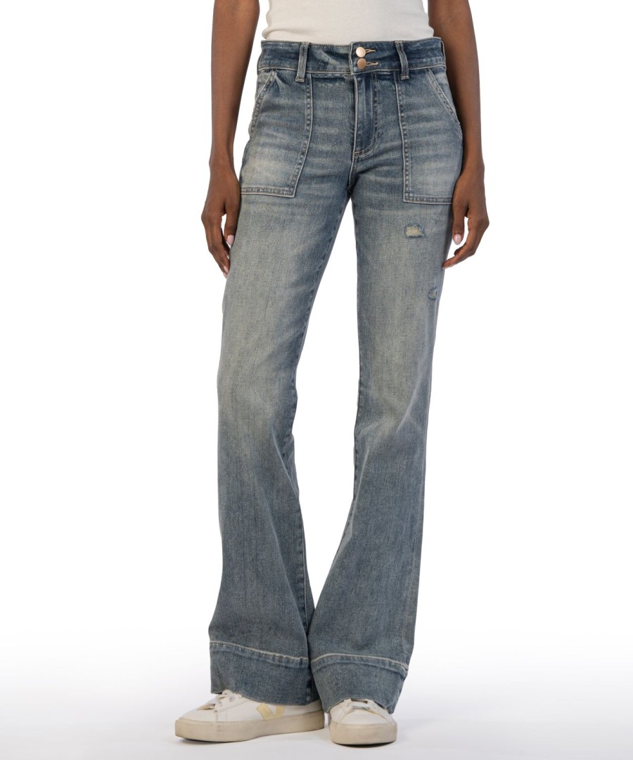 Denim Kut from the Kloth | Ana Mid Rise Flare Credible W/Medium Base Wash