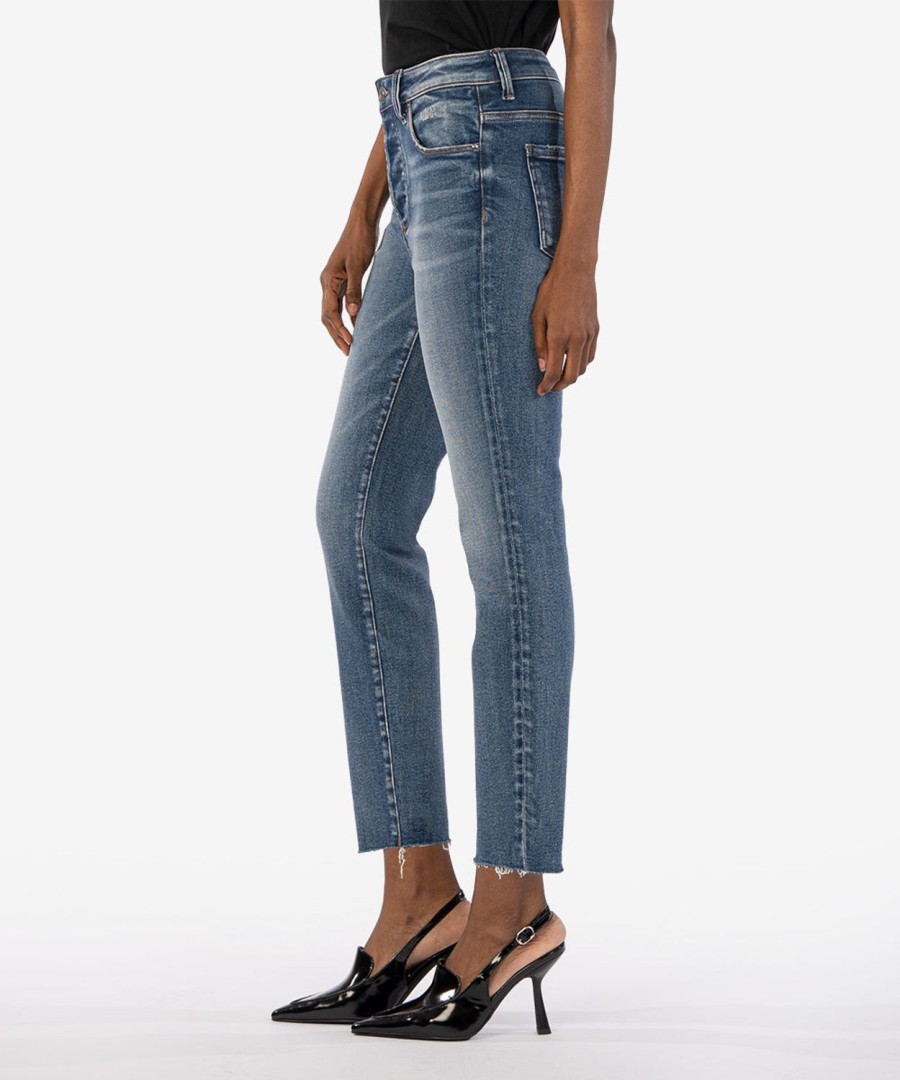 Denim Kut from the Kloth | Charlize High Rise Cigarette Leg Skinny Self W/Dk Stone Base Wash