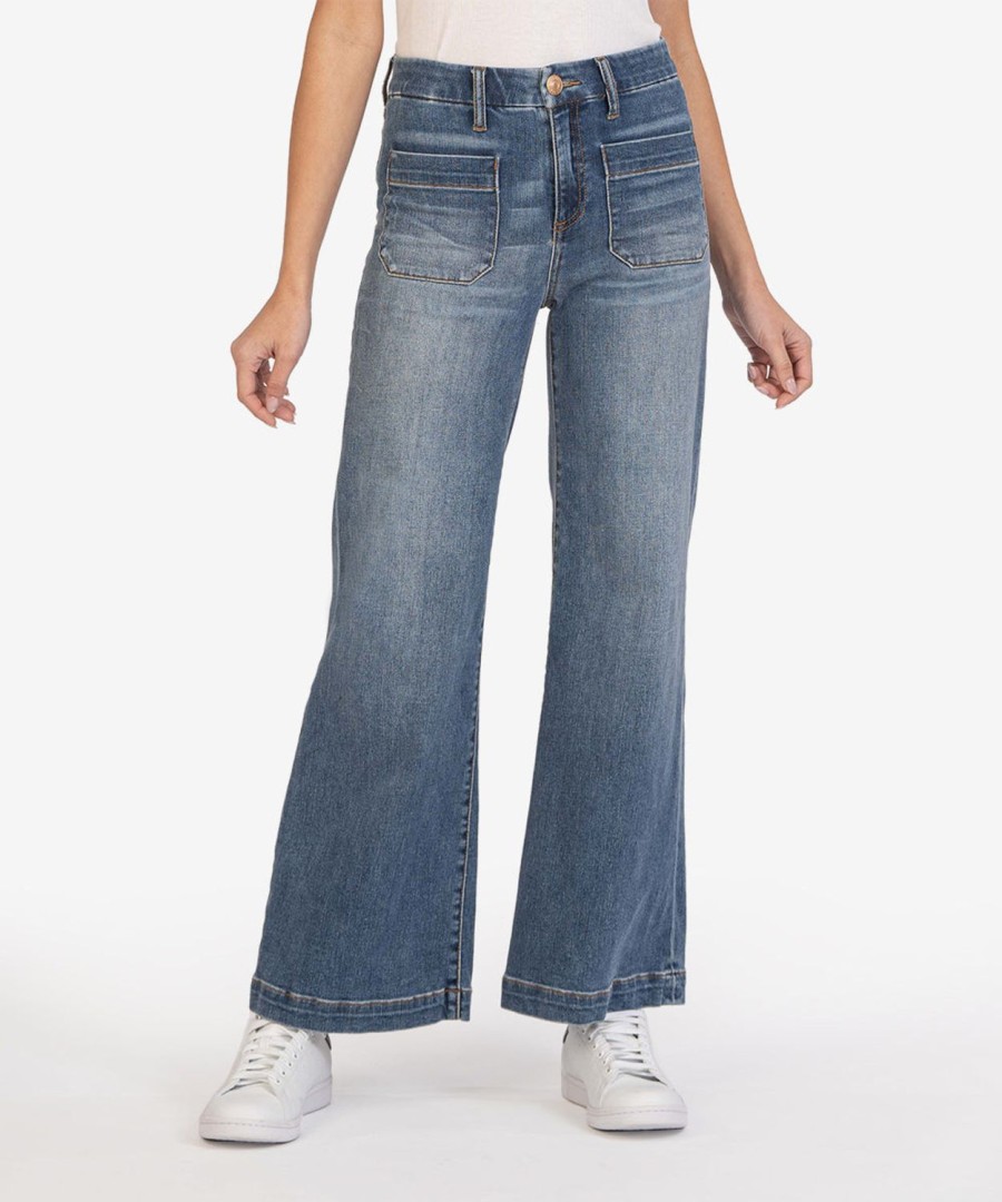 Denim Kut from the Kloth | Meg High Rise Wide Leg (Clear Wash) Clear W/Dk Stone Base Wash