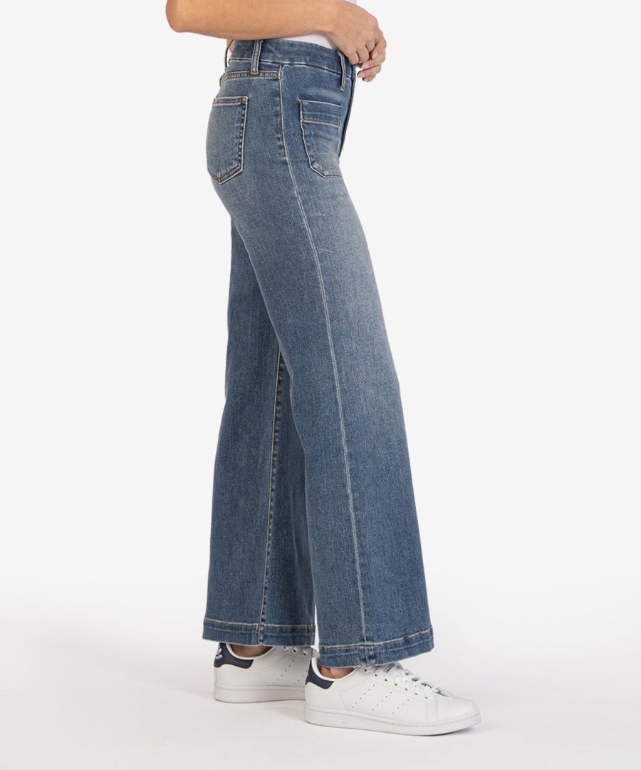 Denim Kut from the Kloth | Meg High Rise Wide Leg (Clear Wash) Clear W/Dk Stone Base Wash