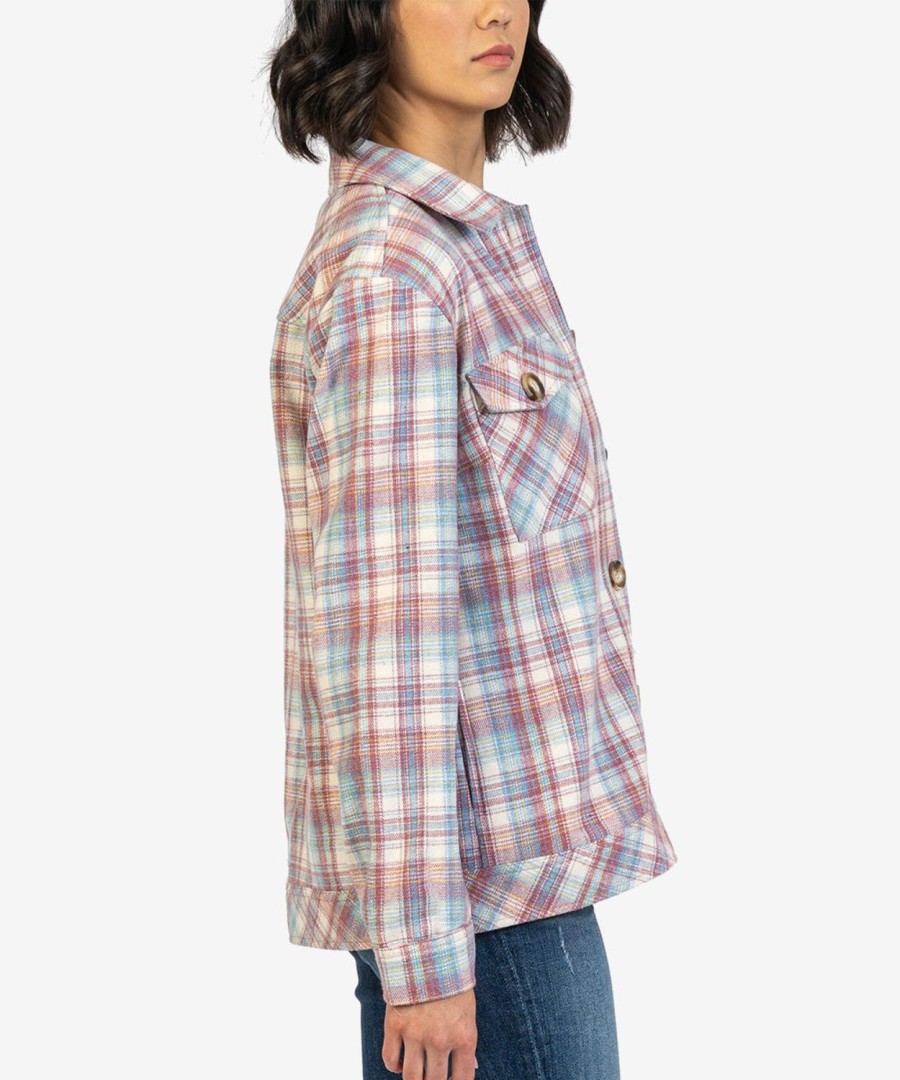 Clothing Kut from the Kloth | Magnolia Plaid Shirt Jacket Dusty Rose/Blue