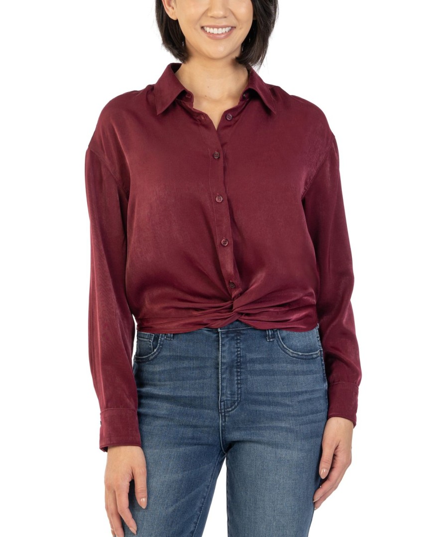 Clothing Kut from the Kloth | Delanie Knot Front Shirt Wine