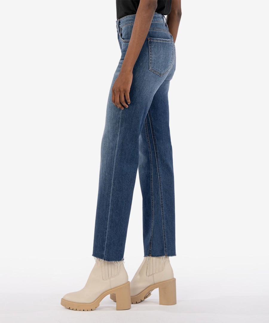 Fit Kut from the Kloth Kelsey Ankle Flare | Kelsey High Rise Fab Ab Ankle Flare (Royal Wash) Royal W/Dk Stone Base Wash