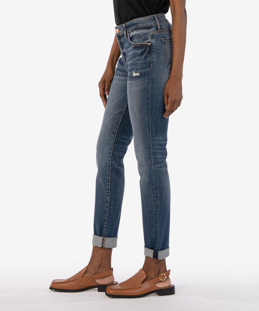 Fit Kut from the Kloth Catherine Boyfriend | Catherine Mid Rise Boyfriend Potential W/Dk Stone Base Wash