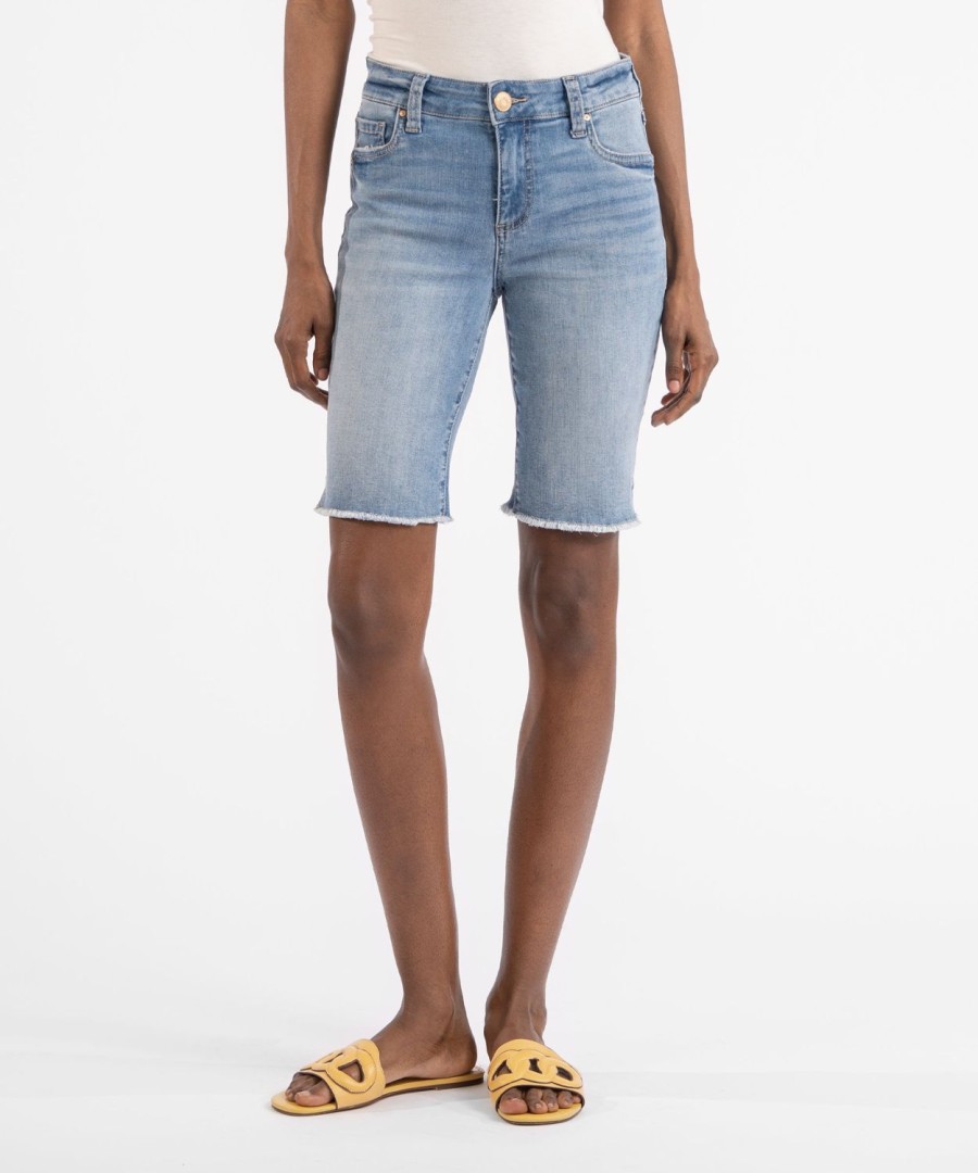 Fit Kut from the Kloth Bermuda Short | Natalie Mid Rise Bermuda (Lead Wash) Lead W/Medium Base Wash