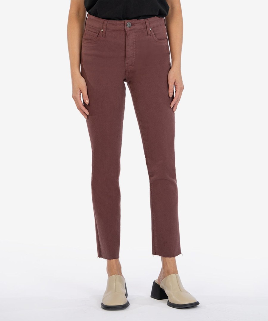 Denim Kut from the Kloth | Reese High Rise Fab Ab Ankle Straight Leg Bordeaux