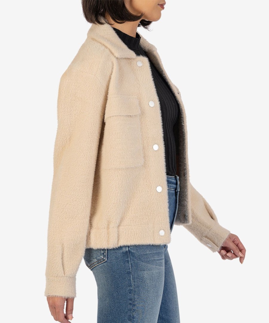 Clothing Kut from the Kloth | Perla Fuzzy Sweater Jacket Light Khaki