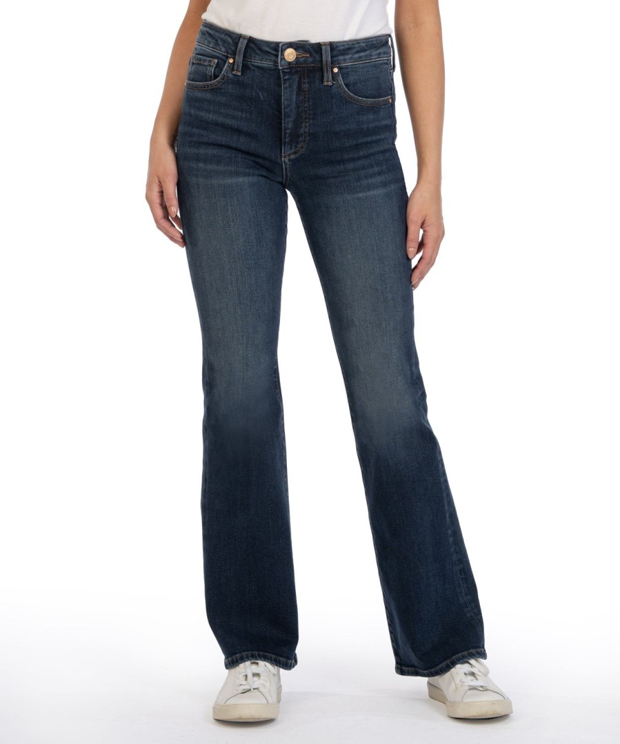 Denim Kut from the Kloth | Stella High Rise Fab Ab Flare Neutral W/Dk Stone Base Wash