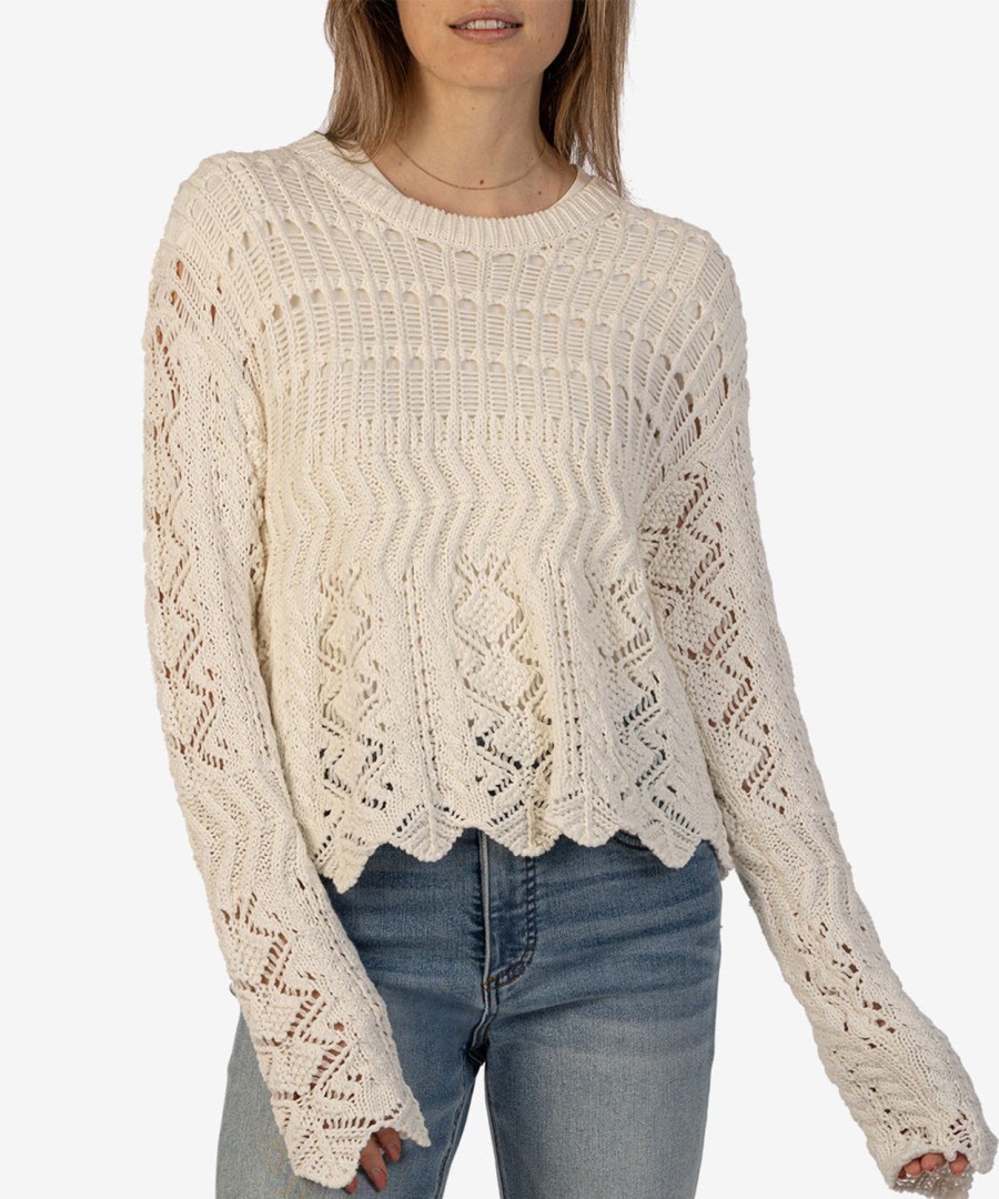 Clothing Kut from the Kloth | Malia Crochet Sweater Ivory