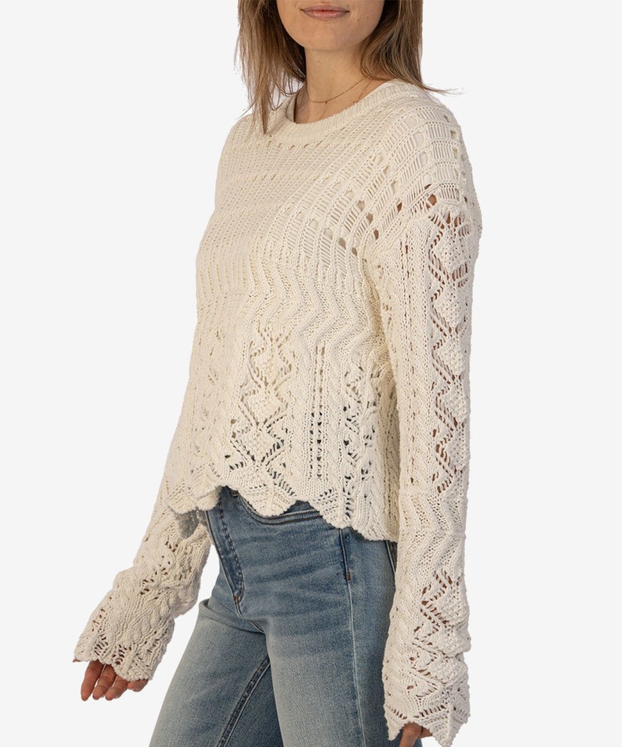 Clothing Kut from the Kloth | Malia Crochet Sweater Ivory