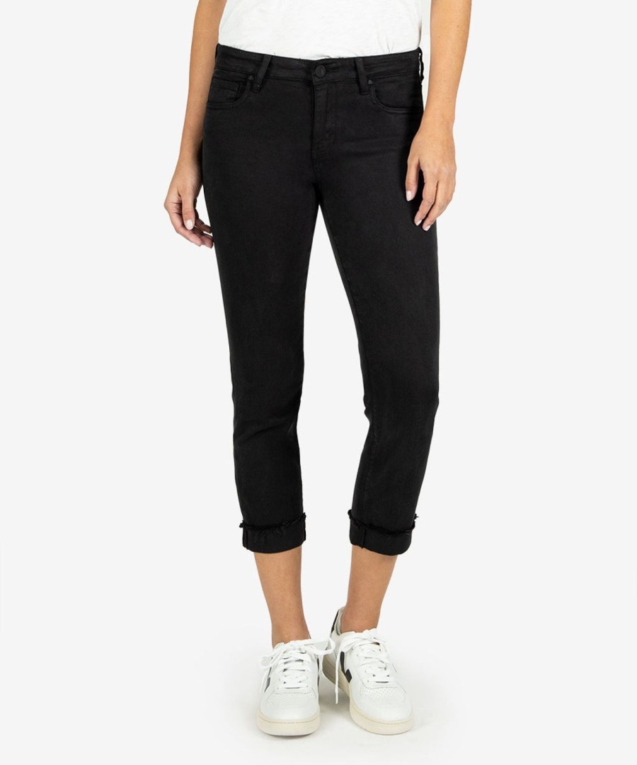 Clothing Kut from the Kloth | Amy Mid Rise Crop Straight Leg Black