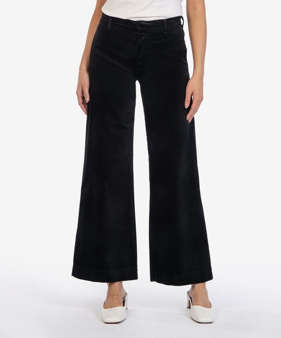 Fit Kut from the Kloth Meg Wide Leg | Meg High Rise Velveteen Wide Leg Trouser Black