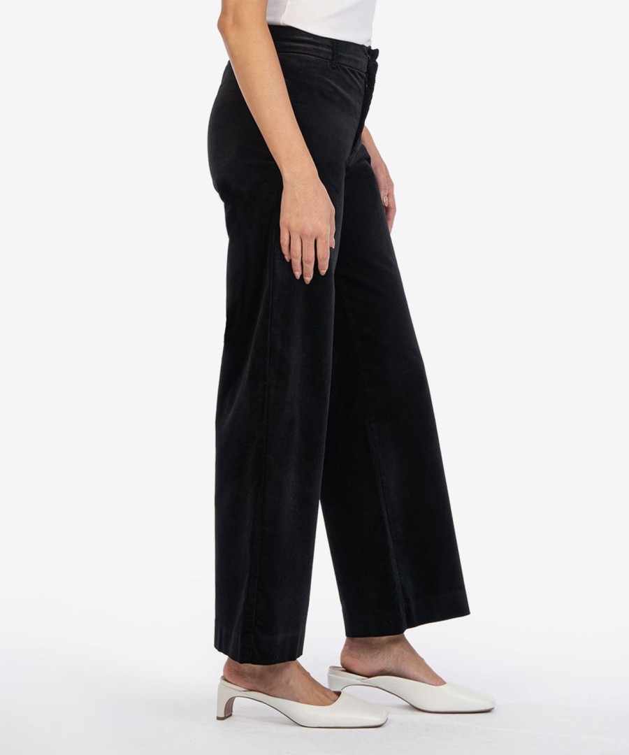 Fit Kut from the Kloth Meg Wide Leg | Meg High Rise Velveteen Wide Leg Trouser Black