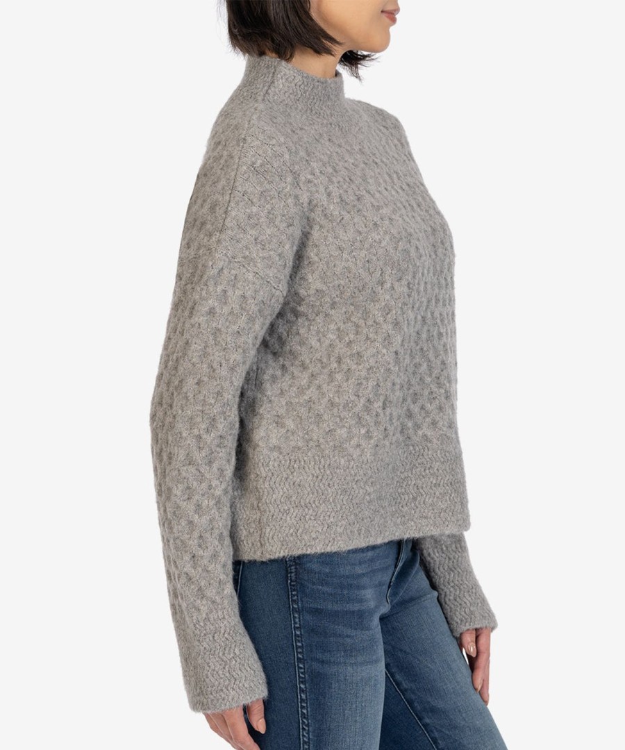 Clothing Kut from the Kloth | Adah Textured Mock Neck Sweater Gray