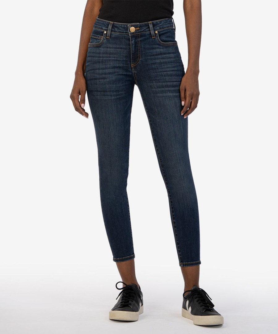 Denim Kut from the Kloth | Donna Mid Rise Ankle Skinny Hired W/Dk Base Wash