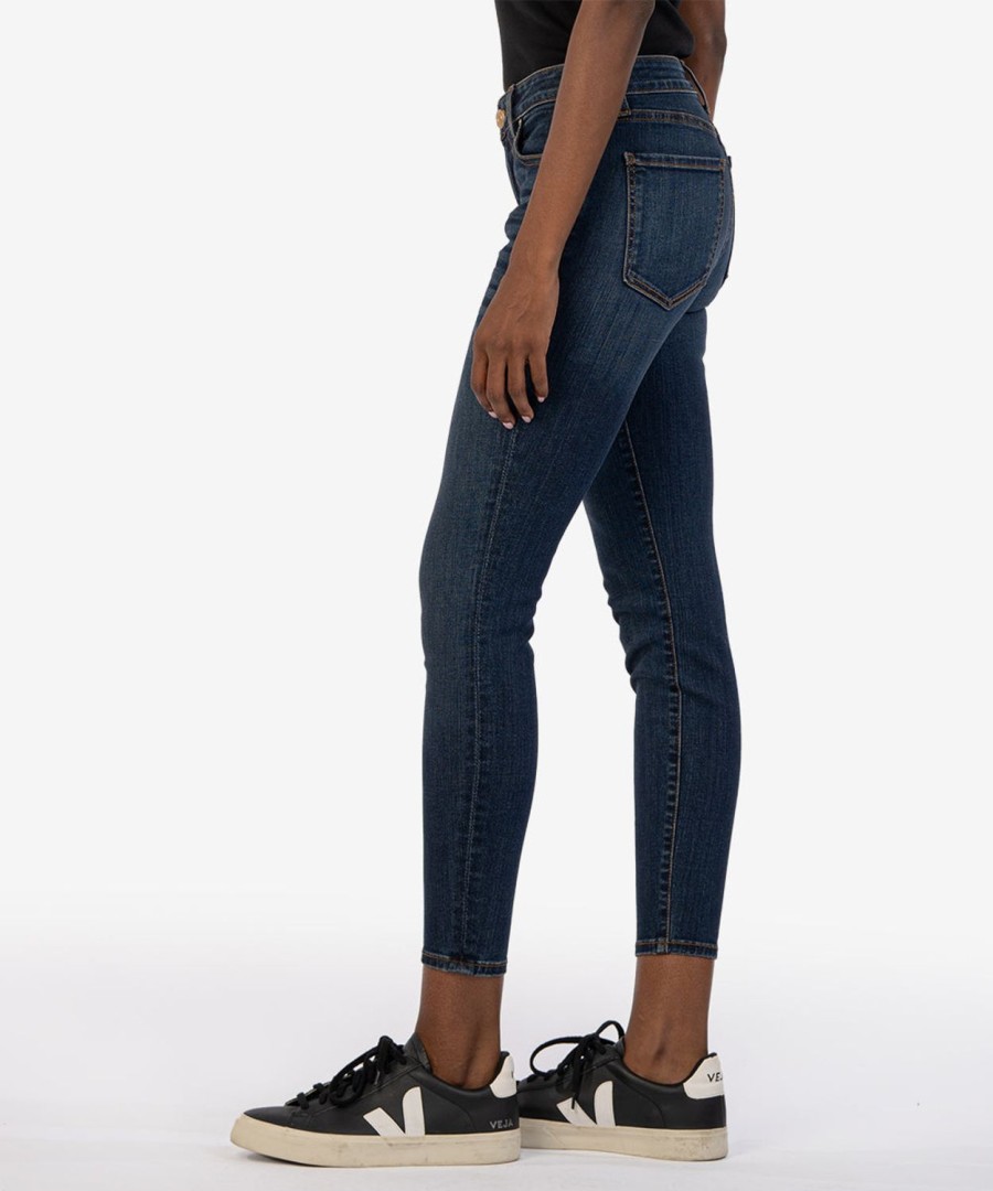 Denim Kut from the Kloth | Donna Mid Rise Ankle Skinny Hired W/Dk Base Wash