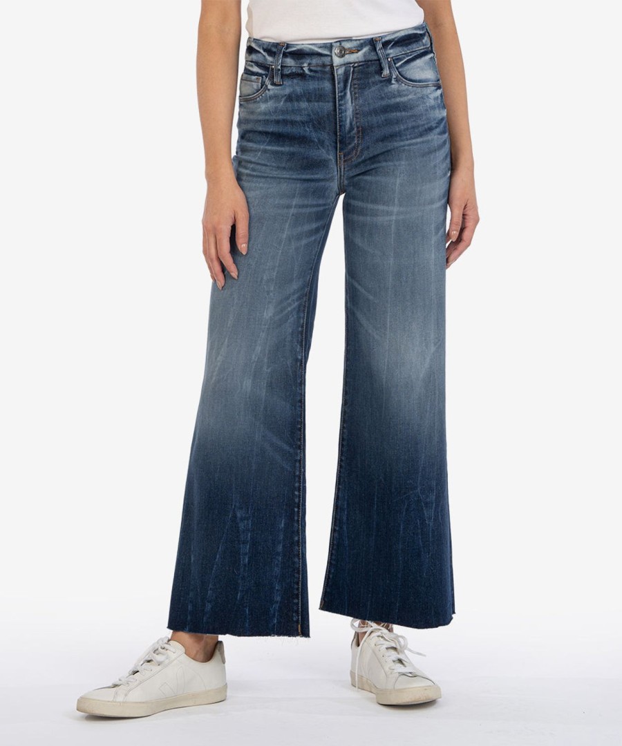 Denim Kut from the Kloth | Meg High Rise Fab Ab Wide Leg, Long Inseam Ludicrous W/Euro Base Wash