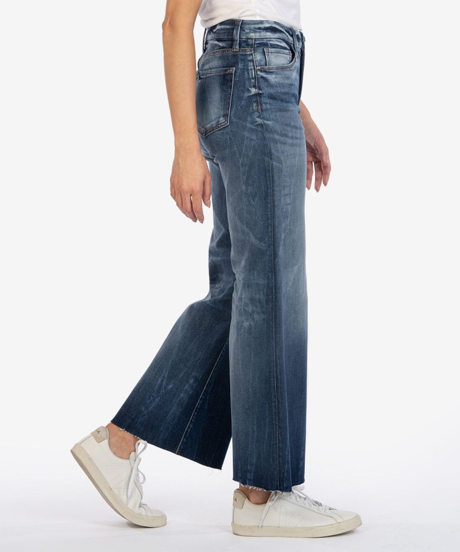 Denim Kut from the Kloth | Meg High Rise Fab Ab Wide Leg, Long Inseam Ludicrous W/Euro Base Wash