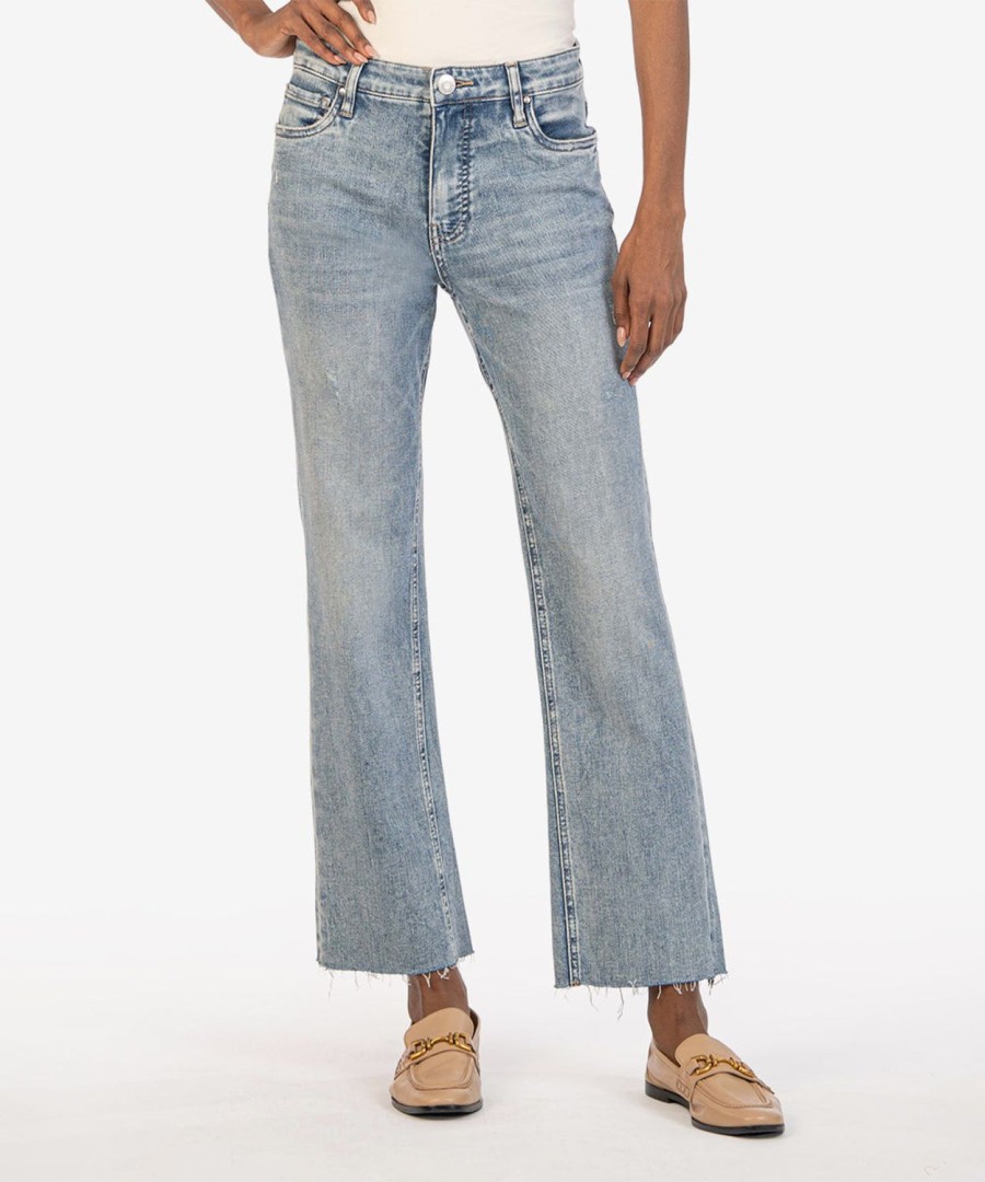 Denim Kut from the Kloth | Kelsey High Rise Fab Ab Ankle Flare (Engrossed Wash) Engrossed W/Medium Base Wash