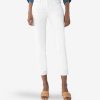 Fit Kut from the Kloth Amy Crop Straight Leg | Amy Mid Rise Crop Straight Leg Roll Up Fray Hem (White) Optic White