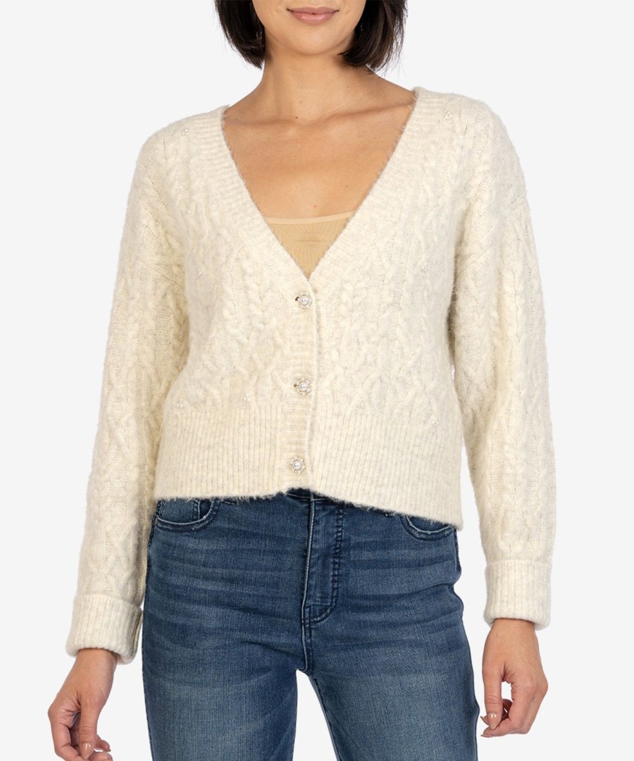 Clothing Kut from the Kloth | Petra Crop Cardigan Ivory