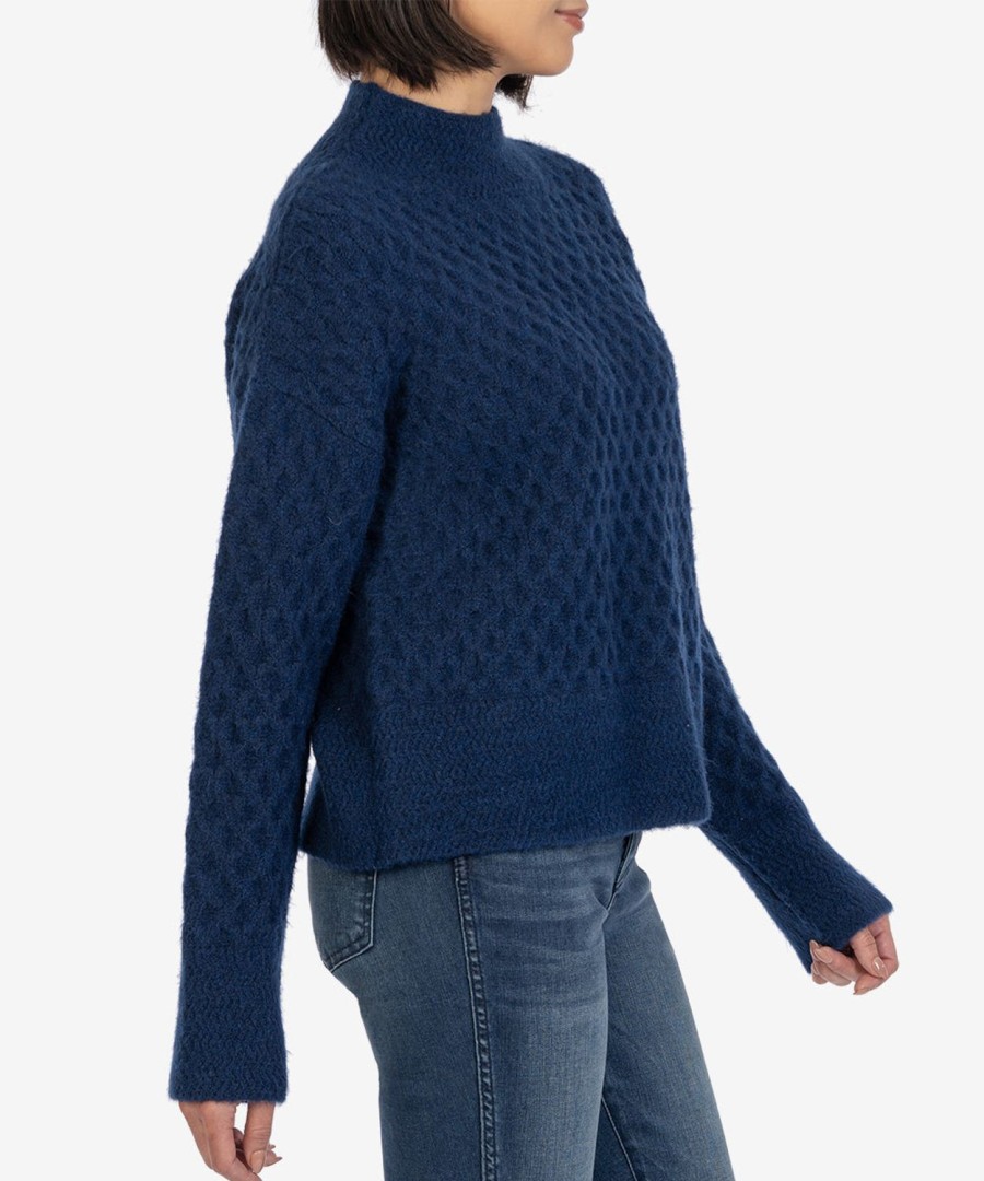 Clothing Kut from the Kloth | Adah Textured Mock Neck Sweater Navy