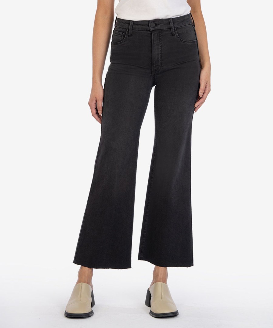 Clothing Kut from the Kloth | Meg Fab Ab High Waist Raw Hem Ankle Wide Leg Jeans Experiences W/Black Base Wash