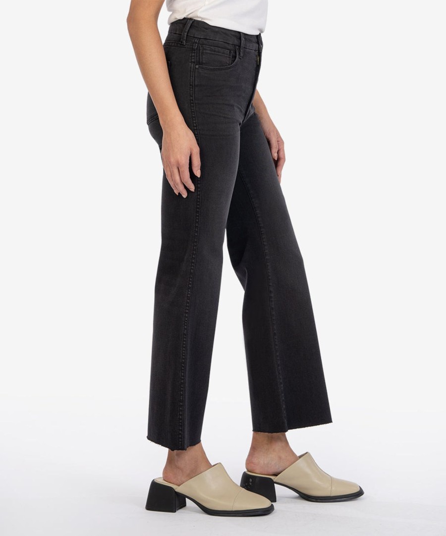 Clothing Kut from the Kloth | Meg Fab Ab High Waist Raw Hem Ankle Wide Leg Jeans Experiences W/Black Base Wash