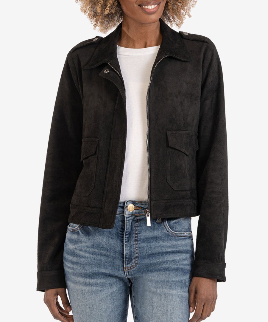 Clothing Kut from the Kloth | Alena Zip Faux Suede Jacket Black