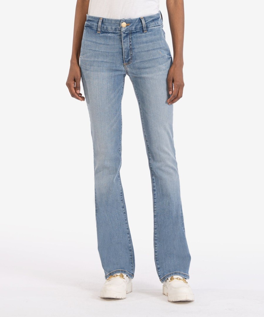 Fit Kut from the Kloth Natalie Boot Cut | Natalie Mid Rise Trouser Bootcut (Moment Wash) Moment W/Medium Base Wash