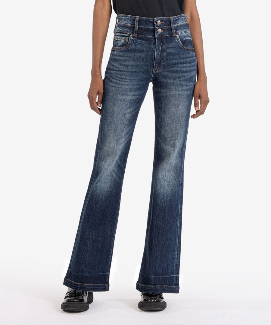 Denim Kut from the Kloth | Ana High Rise Flare Queen W/Dk Stone Base Wash